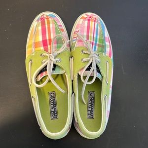 Sperry Top-Sider Lime Green and Plaid Loafer Size 6.5